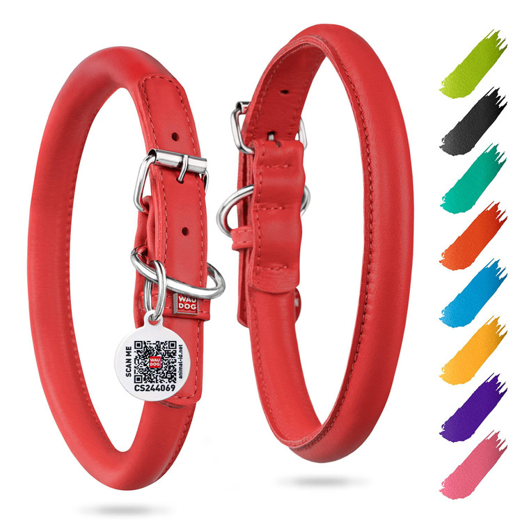 Red Soft Leather Dog Collar - Adjustable and Durable for Small to Large Breeds