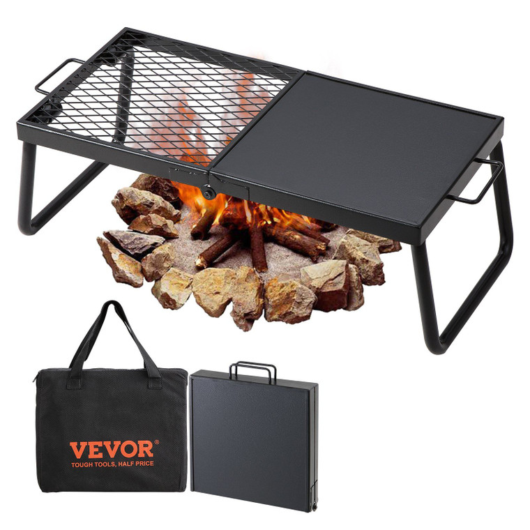 VEVOR Folding Campfire Grill, Heavy Duty Steel Mesh Grate, 22.4" Portable Camping Grates Over Fire Pit, Camp Fire Cooking Equipment with Legs Carrying Bag, Grilling Rack for Outdoor Open Flame Cooking(D0102HQ44UV.)