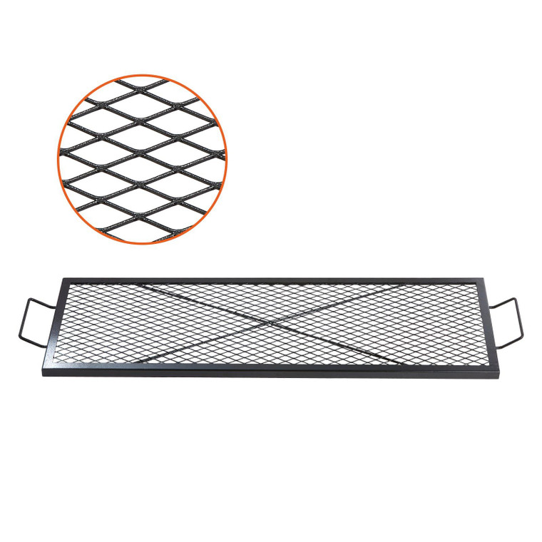 VEVOR X-Marks Fire Pit Grill Grate, Rectangle Cooking Grate, Heavy Duty Steel Campfire BBQ Grill Grid with Handle & Support X Wire, Portable Camping Cookware for Outside Party Gathering, 44 Inch Black(D0102HAJUF6.)