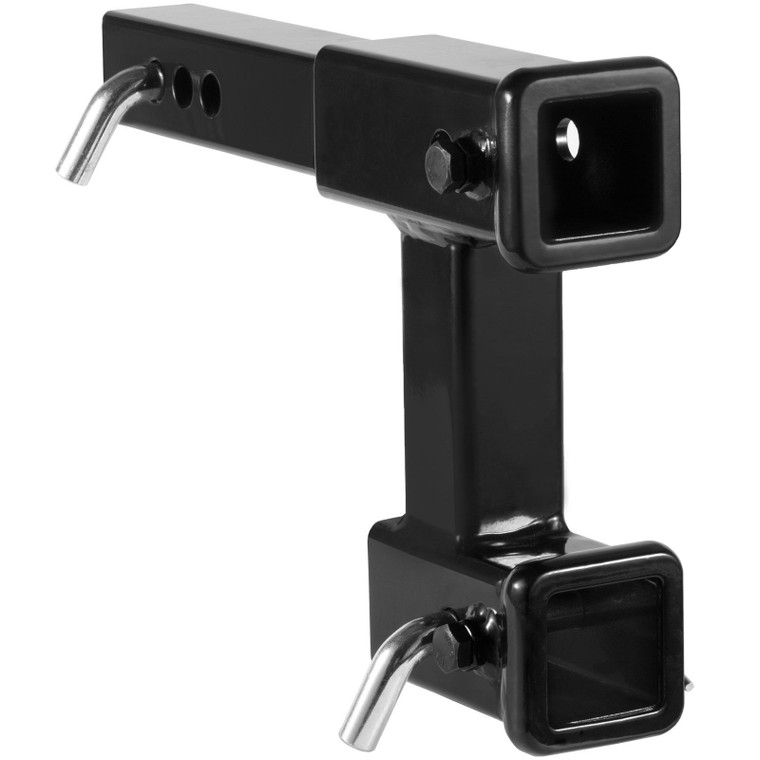 VEVOR Dual Hitch Extension, for 2" Trailer Hitch Receiver, Hitch Adapter Extender to 10" Max Adjustable Length, 7-1/2" Rise/Drop, 4000 lbs Towing Capacity, Hitch Pins, Bolt and Nut Kit Included, Black(D0102HPCWK8.)