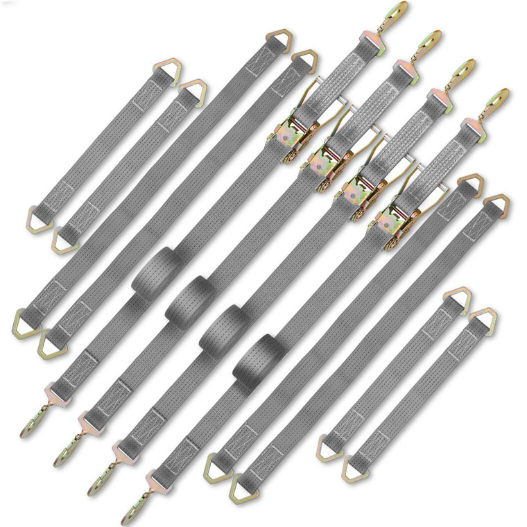 VEVOR Ratchet Tie Down Straps, 2'' x 15.6' Heavy Duty Ratchet Straps with Snap Hooks, 4000 lbs Working Load, 4 Pack Tie Down Set Includes 8 Axle Straps for Moving Motorcycle, Cargo & Daily Use(D0102HQ428U.)