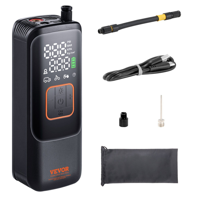 VEVOR Tire Inflator Portable Air Compressor 150PSI 4000mAh Rechargeable Auto-Off(D0102HGW8ZU.)