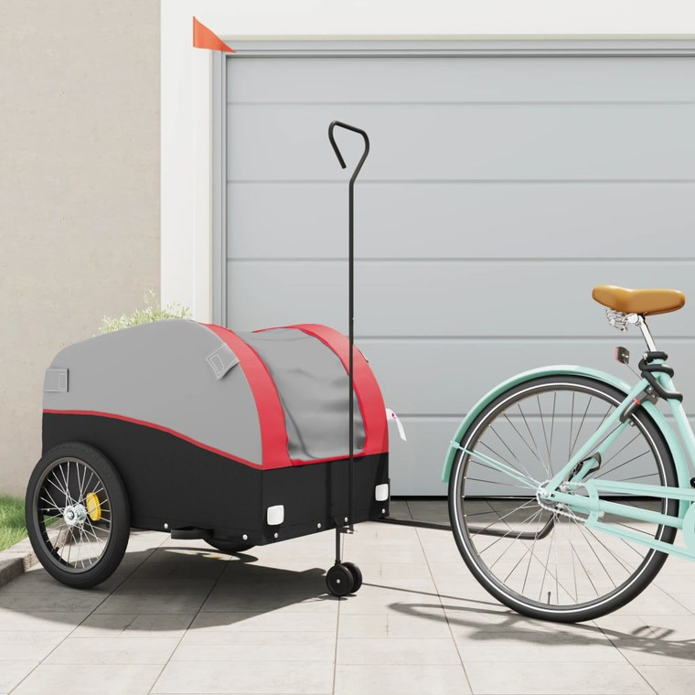 Bike Trailer Black and Red 99.2 lb Iron(D0102HR8ACP.)