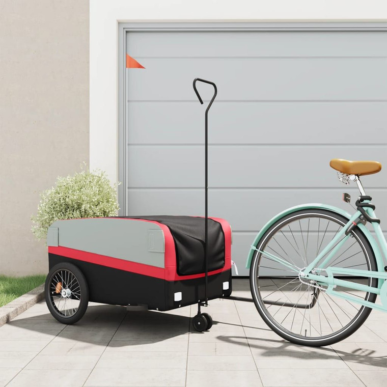 Bike Trailer Black and Red 99.2 lb Iron(D0102HR8SWP.)