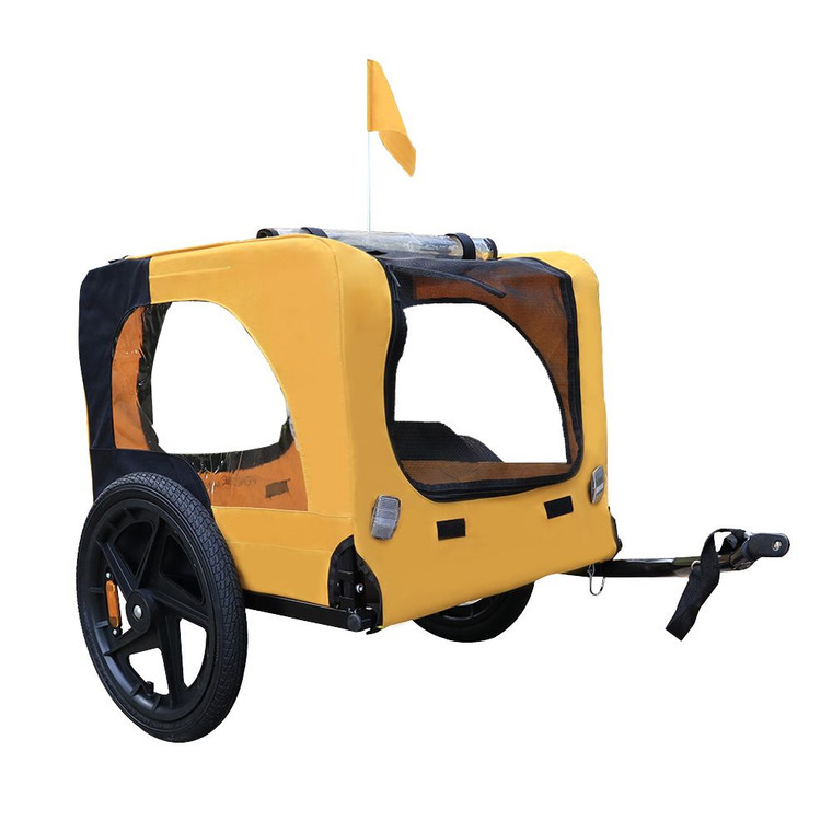 Yellow Outdoor Heavy Duty Foldable Utility Pet Stroller Dog Carriers Bicycle Trailer(D0102XTWF8X.)