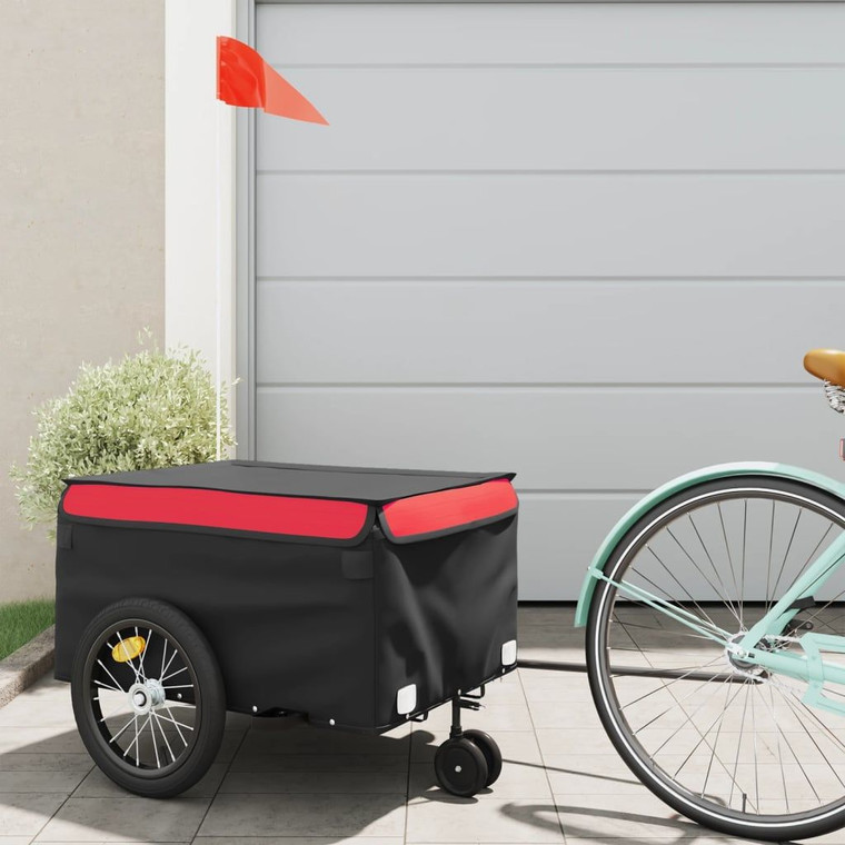 Bike Trailer Black and Red 99.2 lb Iron(D0102HEIUCP.)