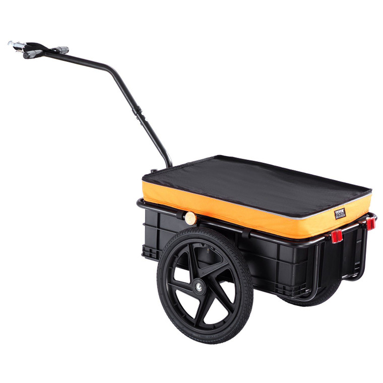 VEVOR Bike Cargo Trailer, 88 lbs Load Capacity, Heavy-Duty Bicycle Wagon Cart, Foldable Compact Storage with Universal Hitch, Waterproof Cover, 16" Wheels, Safe Reflectors, Fits 24"-28" Bike Wheels(D0102HQ4YYW.)