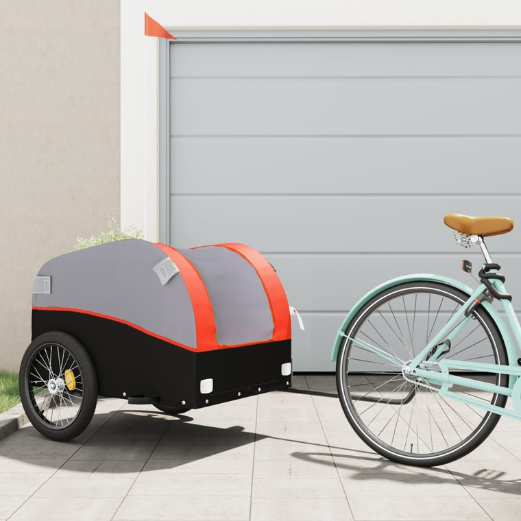 Bike Trailer Black and Orange 99.2 lb Iron(D0102HRG93J.)