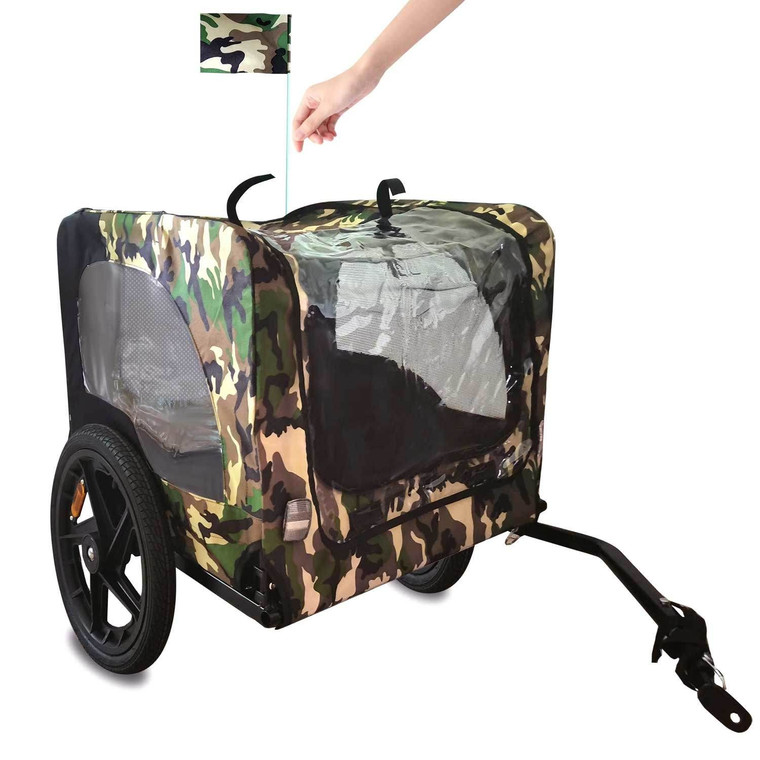 Camouflage Foldable Bicycle Trailer Bike Trailer for Camping Pet Dog Cat Luggage Carry(D0102XUR6XA.)