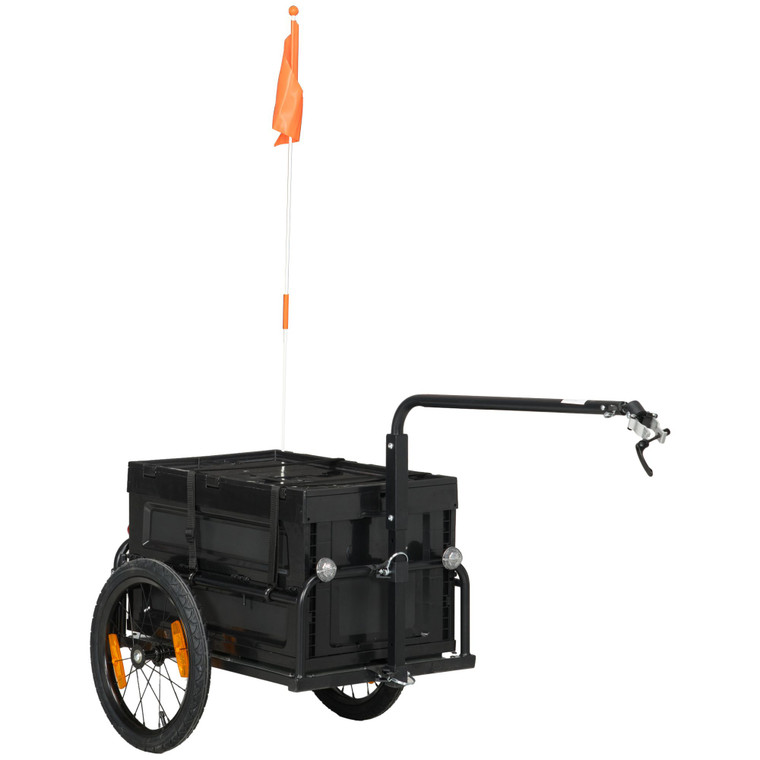 Aosom Bike Cargo Trailer, Bicycle Trailer Wagon Cart with Removable Storage Box, Quick Release 16" Wheels and Safe Reflectors, Galvanized Bottom(D0102HELR3J.)
