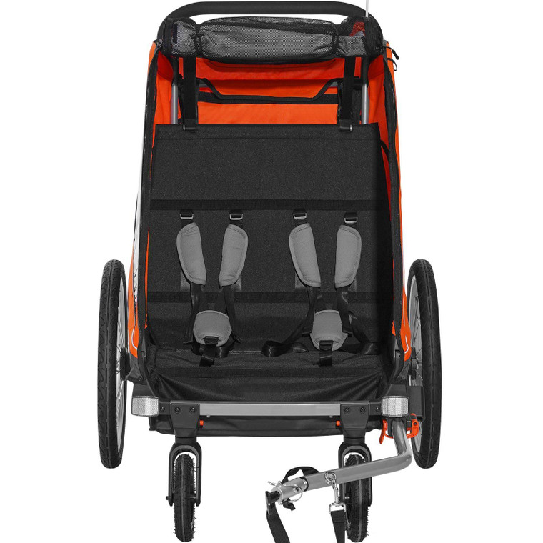 VEVOR Bike Trailer for Toddlers, Kids, Double Seat, 100 lbs Load, 2-In-1 Canopy Carrier Converts to Stroller, Tow Behind Foldable Child Bicycle Trailer with Universal Bicycle Coupler, Orange and Gray(D0102HQ46BV.)
