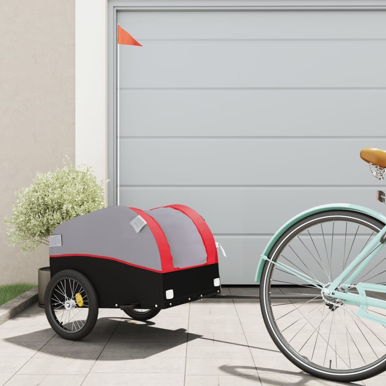 Bike Trailer Black and Red 66.1 lb Iron(D0102HEGXMT.)