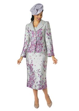 4342-2PC JACQUARD SKIRT SUIT By LILY AND TAYLOR-4342