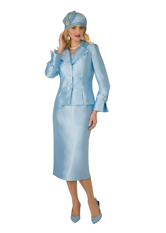 4096-2PC SILKY TWILL SKIRT SUIT