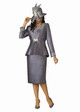 3800-3PC SILKY TWILL SKIRT SUIT W/RHINESTONES