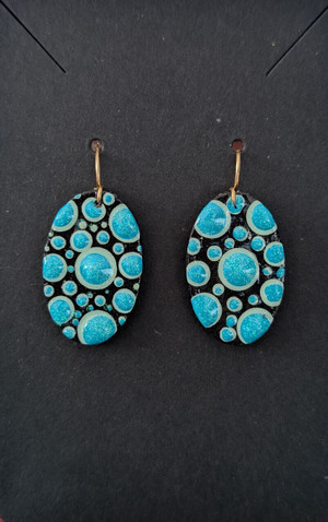 Oval Dot Art Earring- Blue