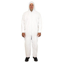 White Breathable Barrier Hooded Coverall (H2O Proof) -Large- 60g - 25 Per Case
