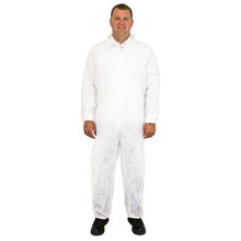 White Disposable Polypropylene Coveralls -Large- 28g 25/case