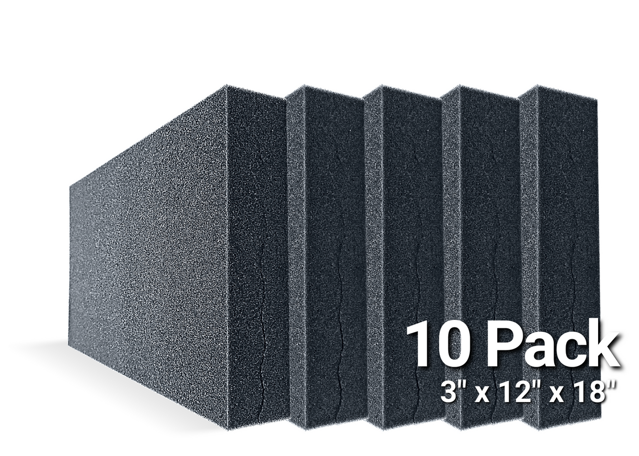 Charcoal Ether Convoluted Foam Panels - 3 x 12 x 18 -10 Pack -  Soundproofing, Sound Dampening, Acoustic Foam Panels