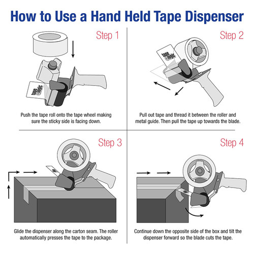 Packing Tape Dispenser Gun, Pacific Mailer 2 Inch Tape Gun Dispenser with 2  Inch Carton Packing Tape, Lightweight Industrial Side Loading Tape Dispenser  - Blue