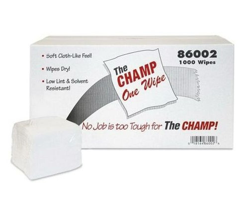 'The Champ' 12x13 Wiper Low Lint White 1/4 Fold - 1000/case