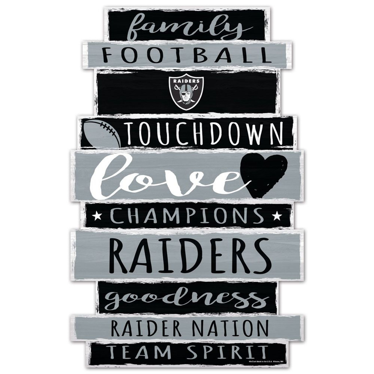 Las Vegas Raiders NFL Wood State Sign