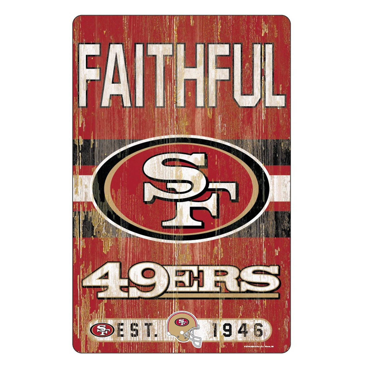 San Francisco 49ers Sign 11x17 Wood Slogan Design Sports Fan Shop