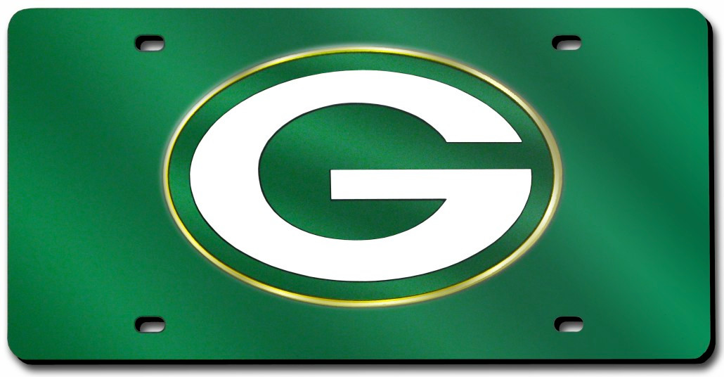 Targa Porta Targa Auto In Plastica Con Specchio Acrilico Green Bay Packers - 3