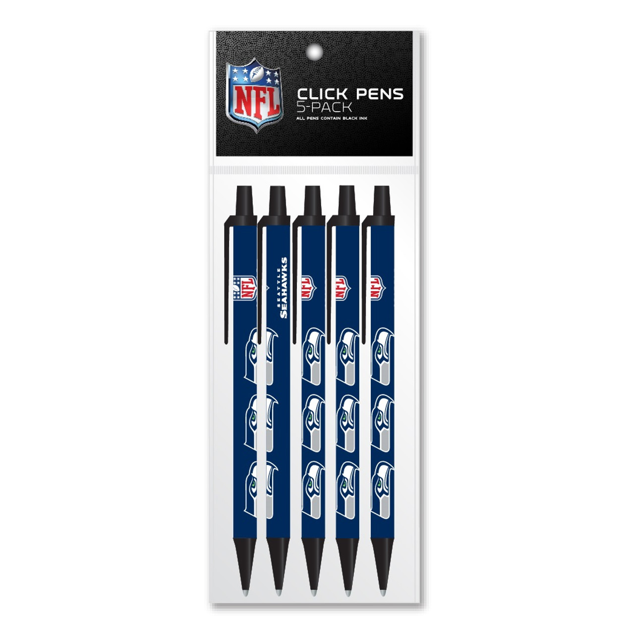 Seattle Seahawks Pens Click Style 5 Pack Alternate - Sports Fan Shop