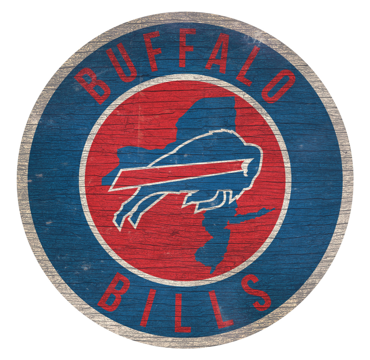 Buffalo Bills Wood Sign 12-Inch Round State