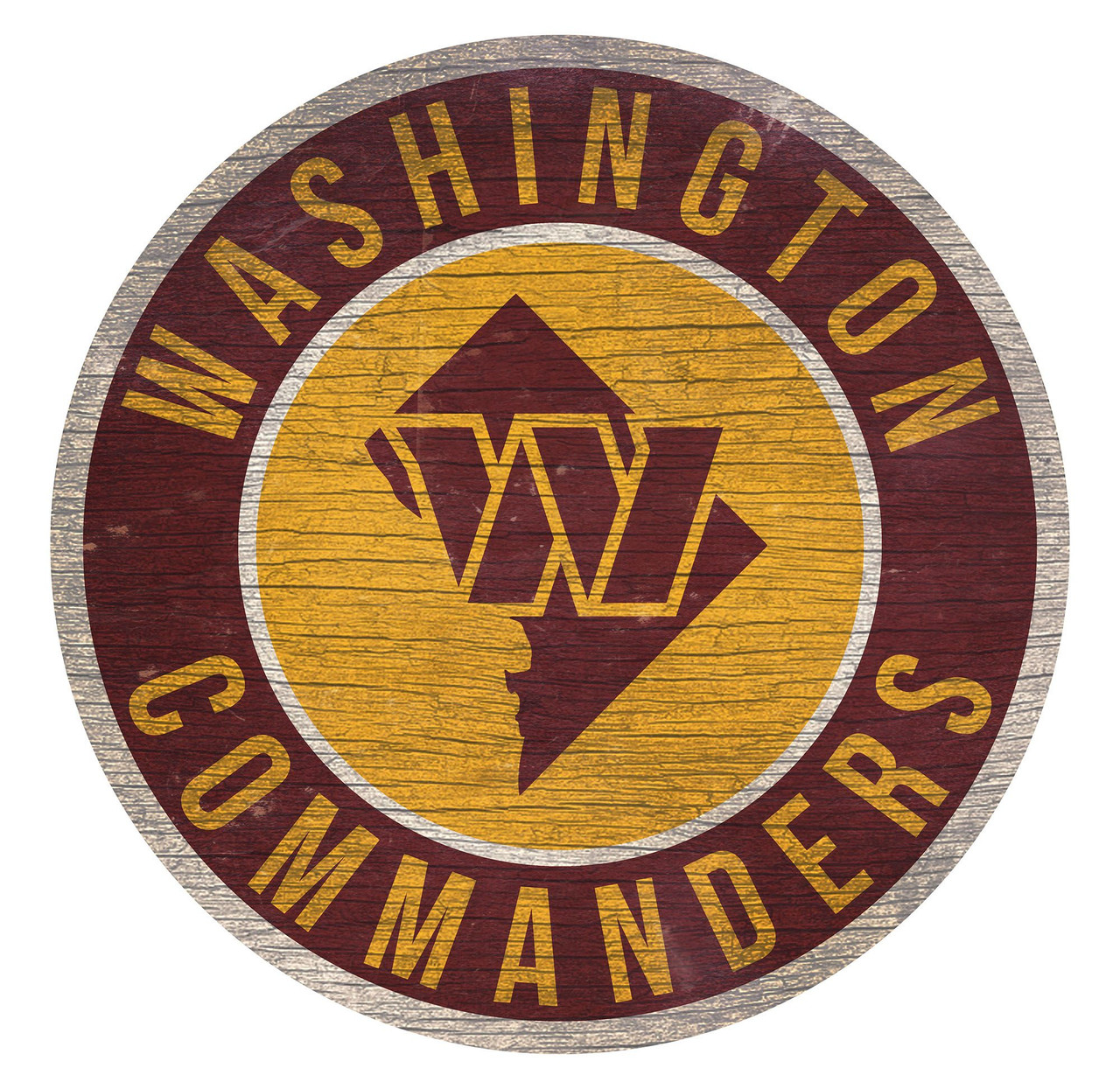Washington Commanders Sign Wood 12 Inch Round State Design - Sports Fan Shop