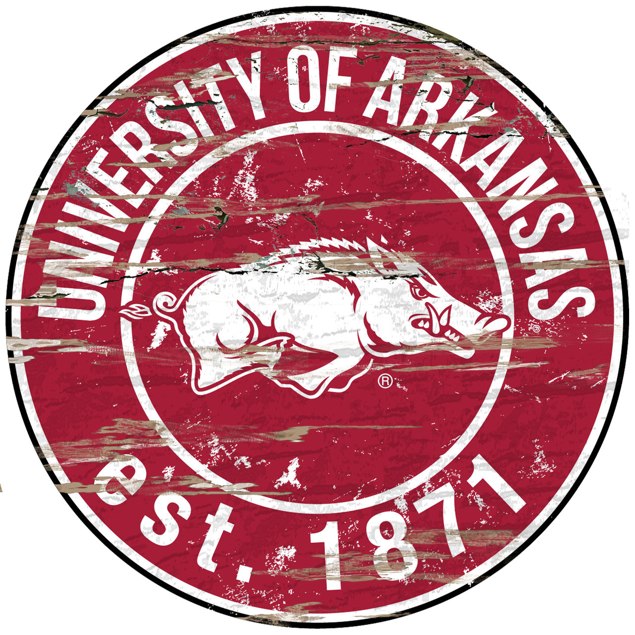 Arkansas Razorbacks Sign Wood 24 Inch Round Special Order - Sports Fan Shop