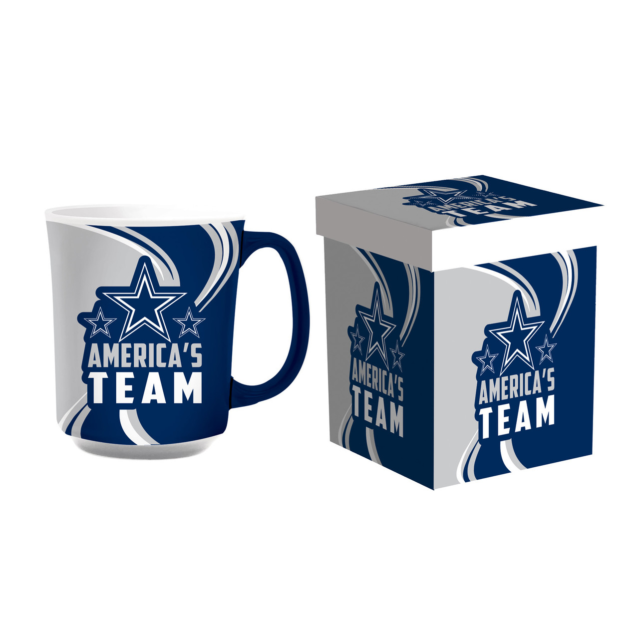 Dallas Cowboys 2 Piece 17oz Ceramic Coffee Mug Set with Gift Box