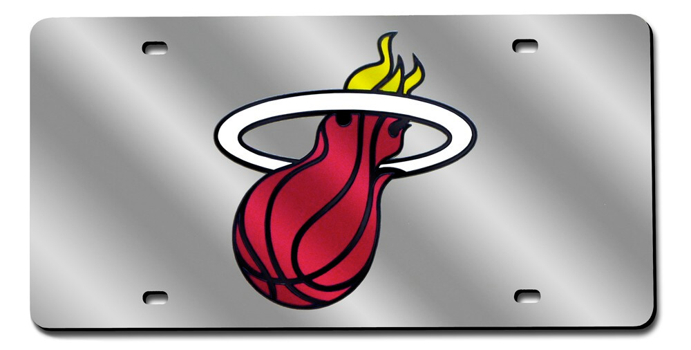 Miami Heat License Plate Laser Cut Silver Sports Fan Shop