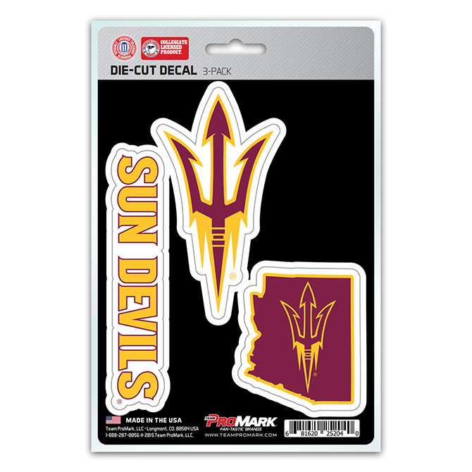 Arizona State Sun Devils Decal Die Cut Team 3 Pack - Sports Fan Shop