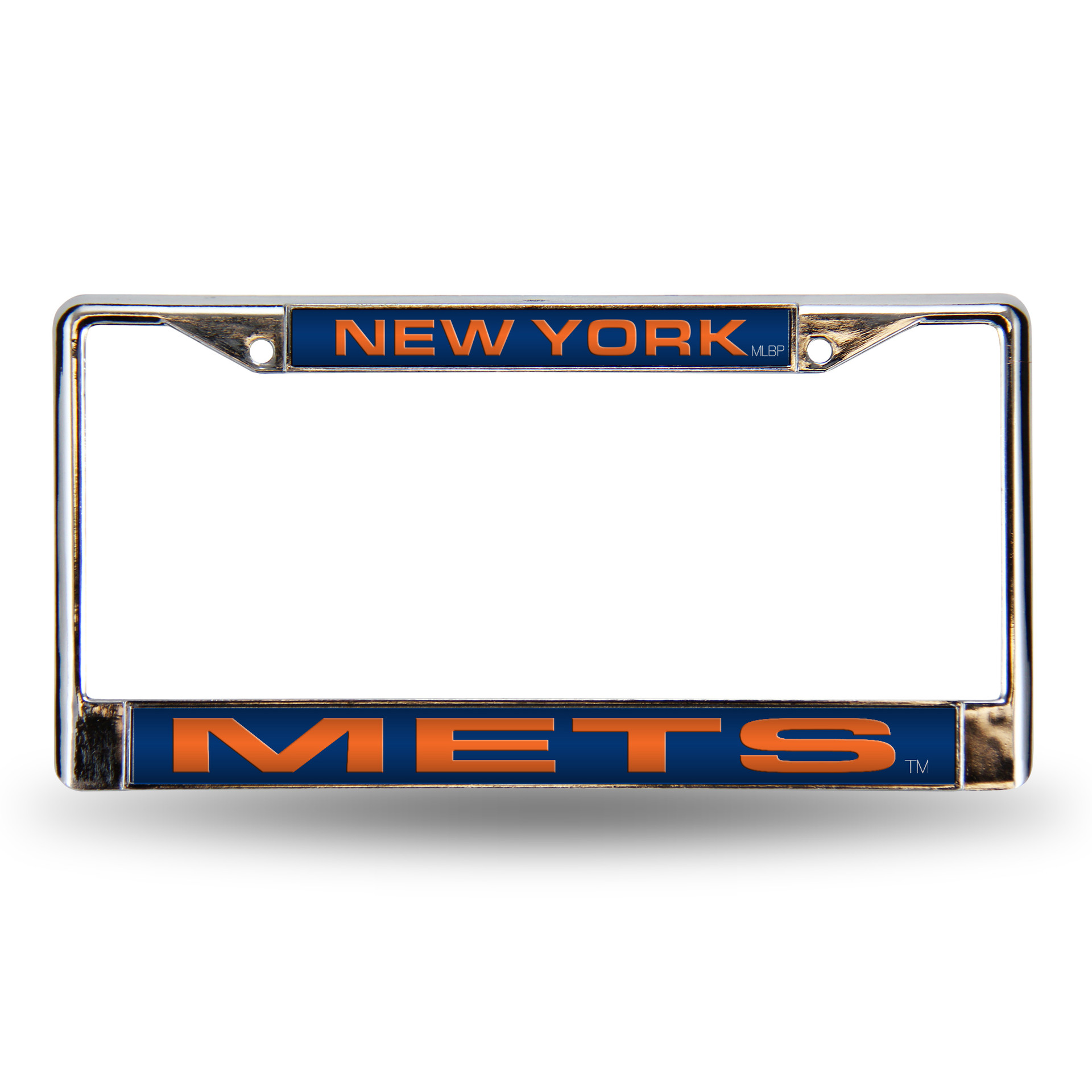 New York Mets License Plate Frame Laser Cut Blue With Orange Letters