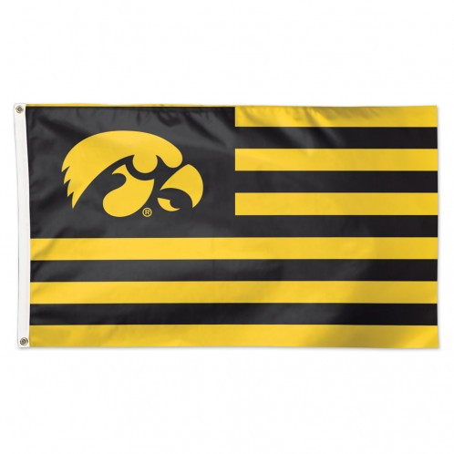 Iowa Hawkeyes Flag 3x5 Deluxe Style Stars and Stripes Design Special Order Sports Fan Shop