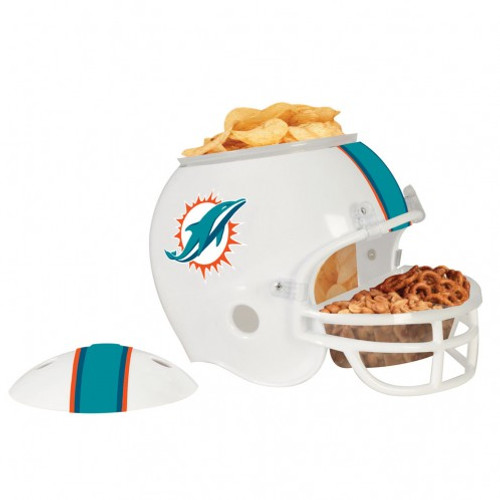 These helmet snack bowls are perfect for game day parties! It has many great uses: ice bucket, chips &amp; dip, candy dish, cookie jar, relish tray, even a planter! This is a great gift idea for yourself or your favorite sports fan. The helmet itself is about 9" tall. The snack bowl includes a removable plastic compartment that fits inside the top of the helmet &amp; a removable divided dish that fits into the faceguard. Both are dishwasher &amp; microwave safe. Made By Wincraft, Inc.