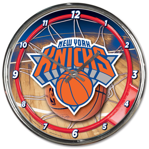 New York Knicks Clock Round Wall Style Chrome Special Order