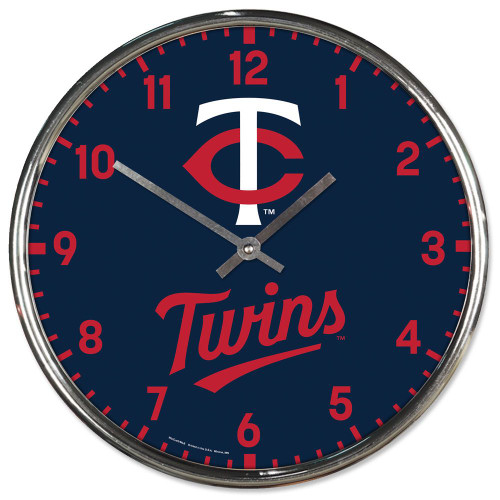 Minnesota Twins Clock Round Wall Style Chrome