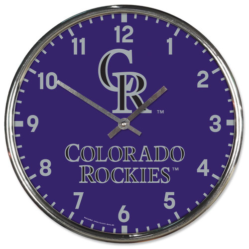 Colorado Rockies Clock Round Wall Style Chrome