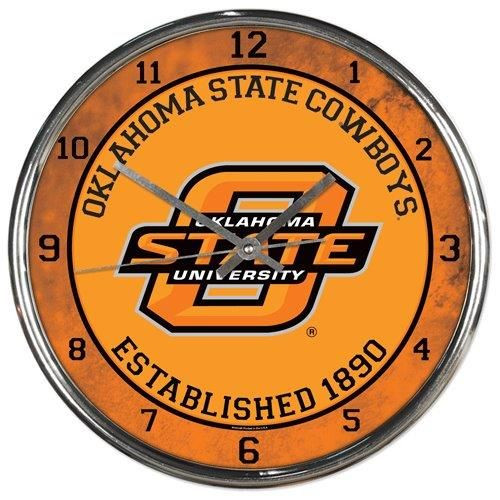 Oklahoma State Cowboys Clock Round Wall Style Chrome Special Order