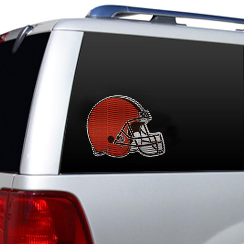 Customize your vehicle with our revolutionary NFL window film! The innovative, perforated material allows for a clear, unobstructed view when looking out the window. The adhesive film works on all vehicles and can be used on all glass surfaces. It's quick and easy to install with no trimming or cutting required. Exterior application only. Approximately 12"x12" in size. Made By Fremont Die