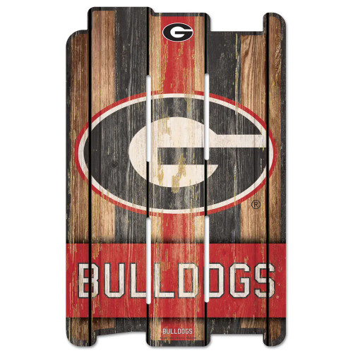 Georgia Bulldogs Sign 11x17 Wood Fence Style