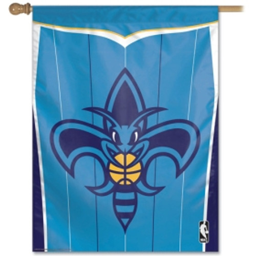This banner is one sided. It has vibrant colors and exciting graphics. Great for indoor or outdoor use. Made of a nylon material. The banner has an opening at the top to slip a stick or pole through for hanging. 27"x37" in size. Made By Wincraft, Inc.