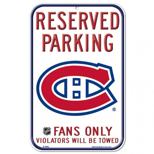 Montreal Canadiens Sign 11x17 Plastic Reserved Parking Style Special Order