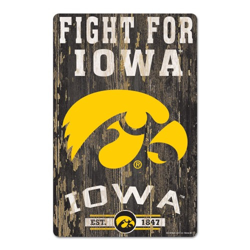 Iowa Hawkeyes Sign 11x17 Wood Slogan Design