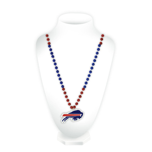 Celebrate your favorite team with this classic Mardi Gras style beaded necklace! It features beads in two team colors and a heavy duty team logo shaped medallion. The medallion is approximately 3" in size, and the necklace is 24" in length. Made By Rico Industries