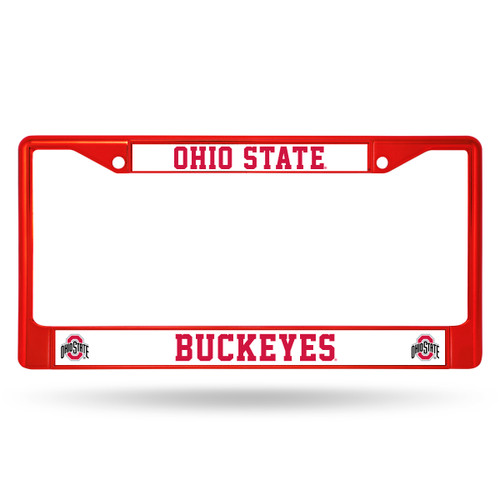 Let everyone know who you're rooting for with this Color Chrome License Plate Frame from Rico Industries! This frame is officially licensed and easy to mount on just about any license plate.&nbsp;The frame measures at 12 x 6 with plastic team inserts at the top and bottom of the frame. Its decorated in vibrant team colors and its Zinc Metal construction makes it resistant to the elements. Made By Rico Industries.