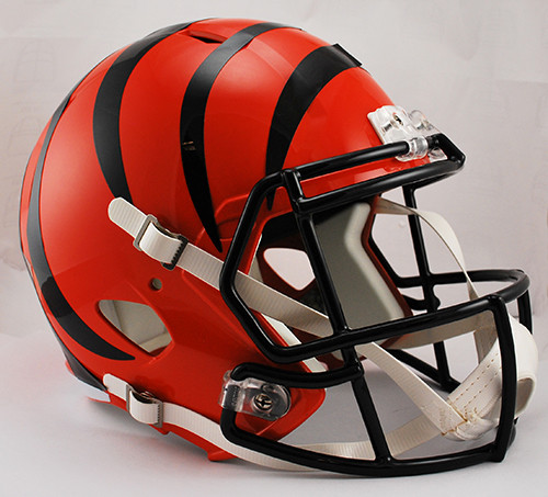 These helmets are slightly smaller than the Collegiate Authentic helmet.  This deluxe helmet comes with decorative internal padding, a polyvinyl-coated steel facemask and a 2-point chin strap. This is perfect for a display piece! Made By Riddell